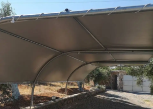 Πάρκινγκ 5 θέσεων ιδιας κατασκευής μας με ύφασμα pvc grey