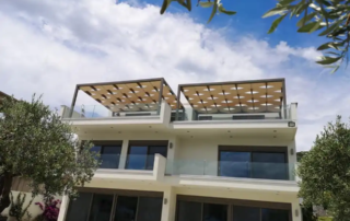 Τεντοπεργολες με ύφασμα Εκρού κ εμποτισμενη ξυλεία