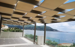 Τεντοπεργολες με ύφασμα Εκρού κ εμποτισμενη ξυλεία