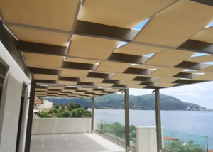 Τεντοπεργολες με ύφασμα Εκρού κ εμποτισμενη ξυλεία