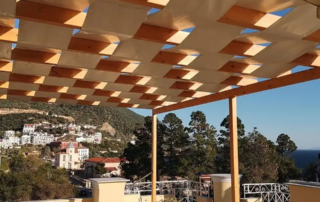 Τεντοπεργολες με ύφασμα Εκρού κ εμποτισμενη ξυλεία