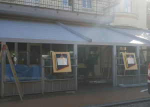 Τοποθέτηση πέργκολας pro150 12.00x 5.00 σε χρώμα Grey με προφίλ αλουμινίου, μοτέρ somfy ios και περιμετρικο κλείσιμο με ανεμοθραυστες και ζελατινες