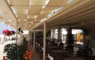 Τεντοπεργολες με ύφασμα Εκρού κ εμποτισμενη ξυλεία