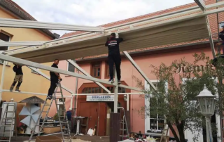 Κατασκευή Δύριχτης πέργκολας pro150, διαστάσεων 19,00x10,00 σε χρώμα Εκρού.