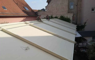 Κατασκευή Δύριχτης πέργκολας pro150, διαστάσεων 19,00x10,00 σε χρώμα Εκρού.