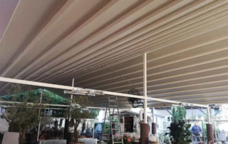 Κατασκευή Δύριχτης πέργκολας pro150, διαστάσεων 19,00x10,00 σε χρώμα Εκρού.