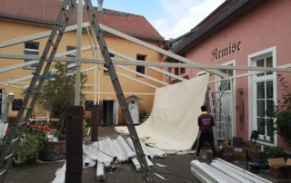 Κατασκευή Δύριχτης πέργκολας pro150, διαστάσεων 19,00x10,00 σε χρώμα Εκρού.