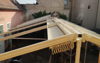 Κατασκευή Δύριχτης πέργκολας pro150, διαστάσεων 19,00x10,00 σε χρώμα Εκρού.