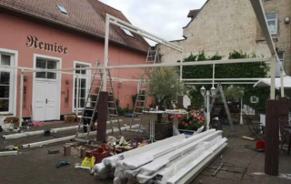 Κατασκευή Δύριχτης πέργκολας pro150, διαστάσεων 19,00x10,00 σε χρώμα Εκρού.