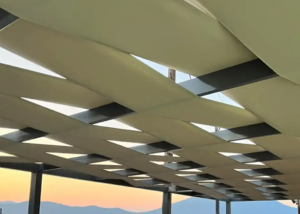 πέργκολα από ύφασμα πλεκτό και μέταλλο