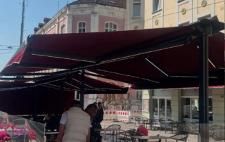 Κατασκευή Τέντας σε Χρώμα Μπορντό και Φωτισμό led