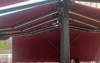 Κατασκευή Τέντας σε Χρώμα Μπορντό και Φωτισμό led